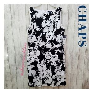 CHAPS Floral Sleeveless Dress, Black/White, Sz 16